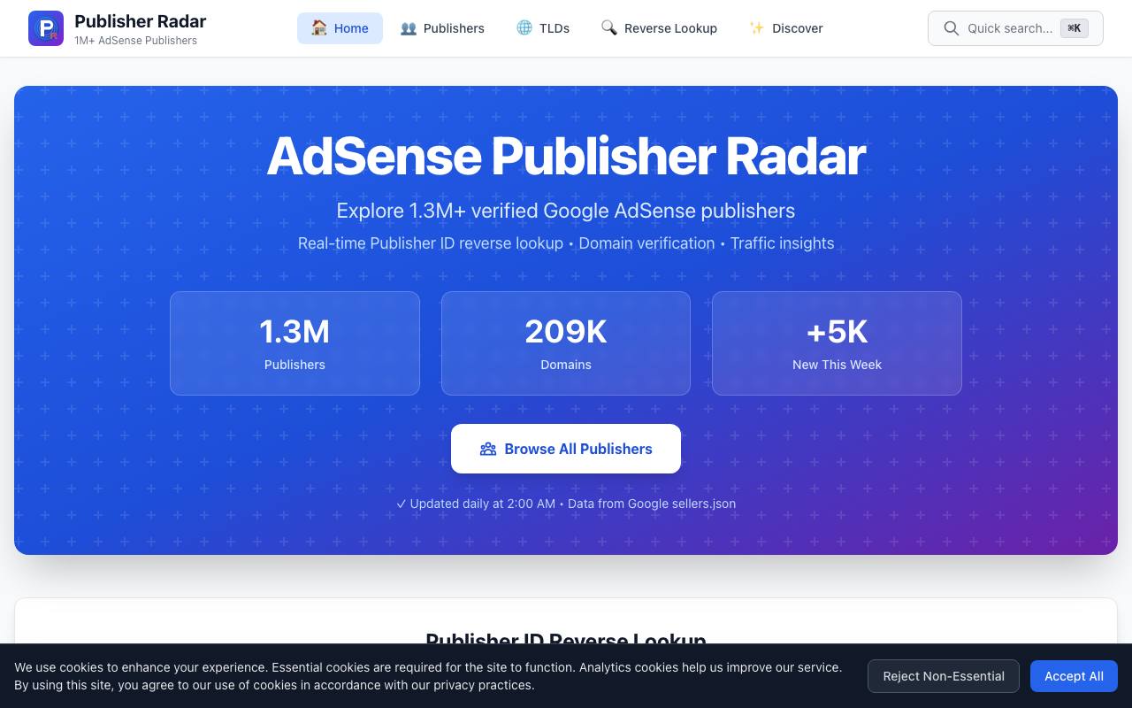 AdSense Publisher Radar screenshot