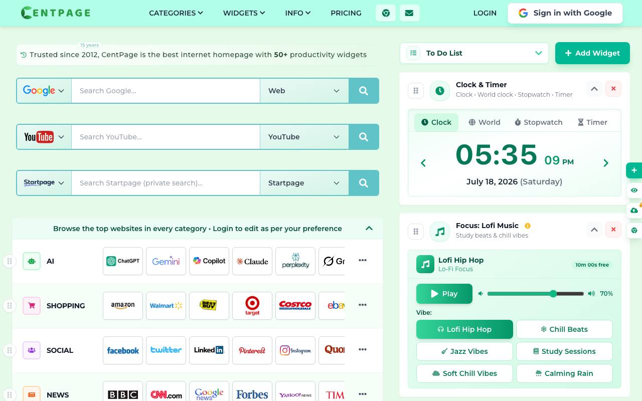 CENTPAGE screenshot