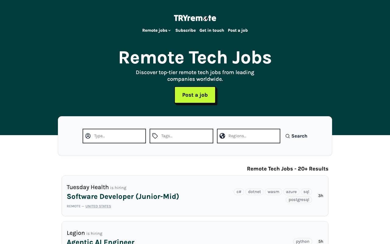 TRYremote screenshot