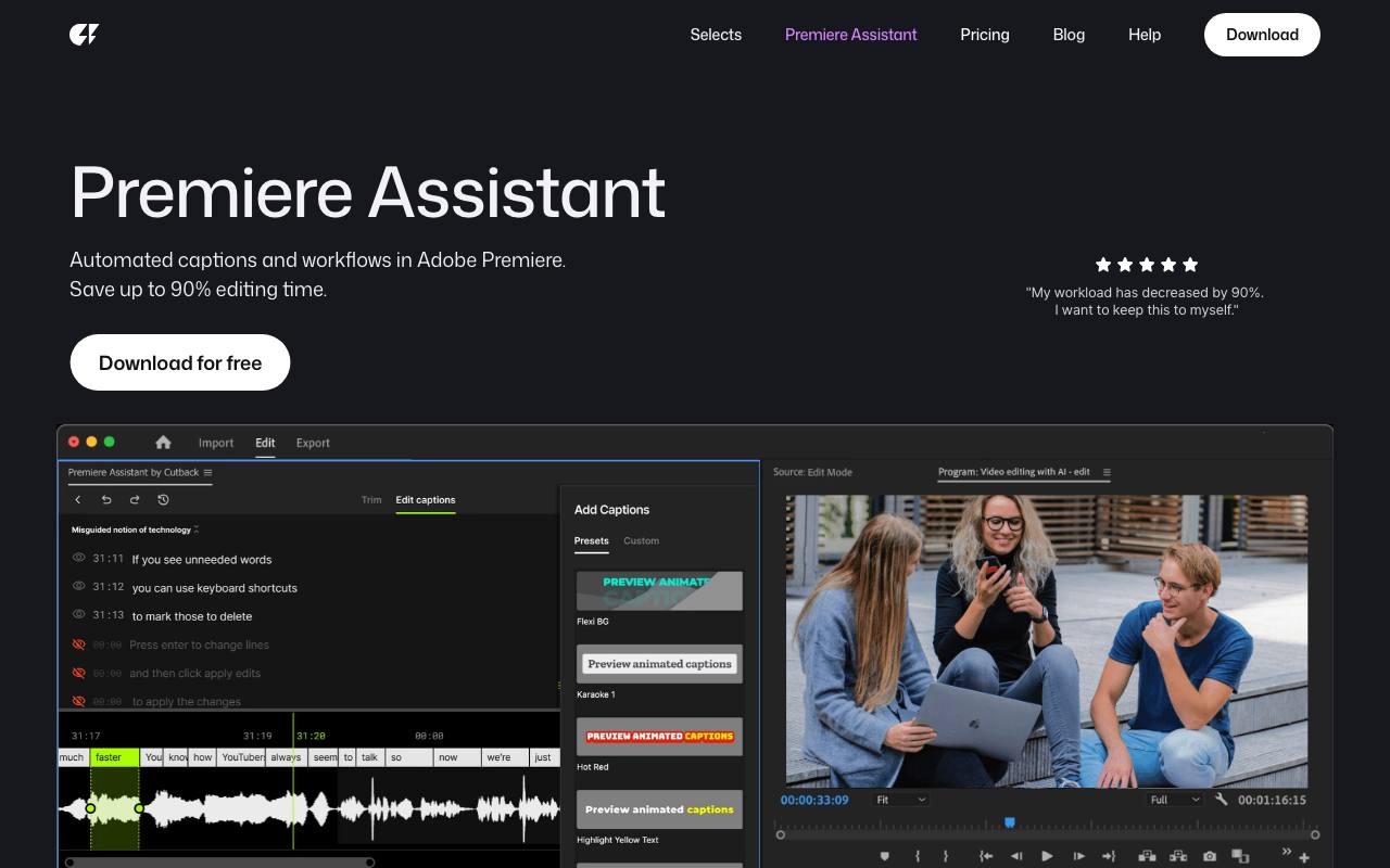 Premiere Assistant screenshot