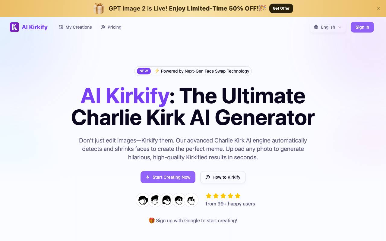 AI Kirkify: The Ultimate Charlie Kirk AI Generator screenshot
