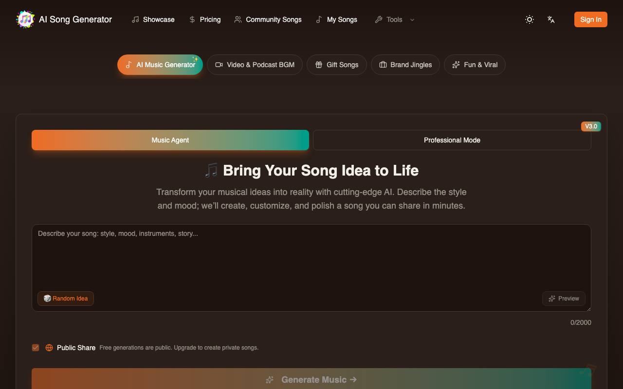 AI Song Generator screenshot