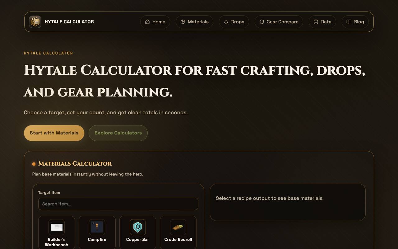 hytale calculator screenshot