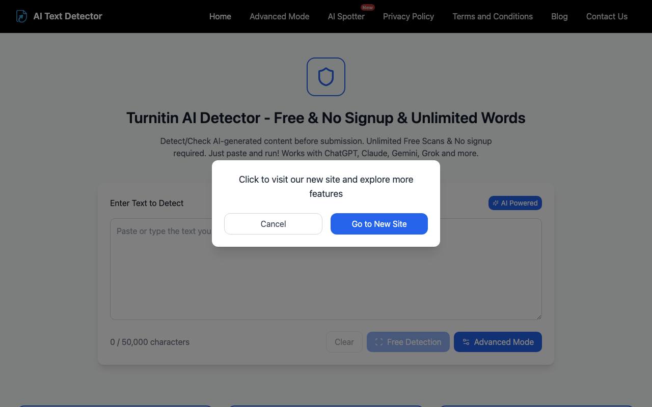 Turnitin AI Detector screenshot