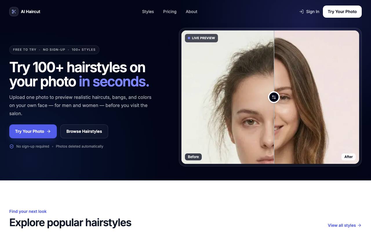 ai.hair screenshot