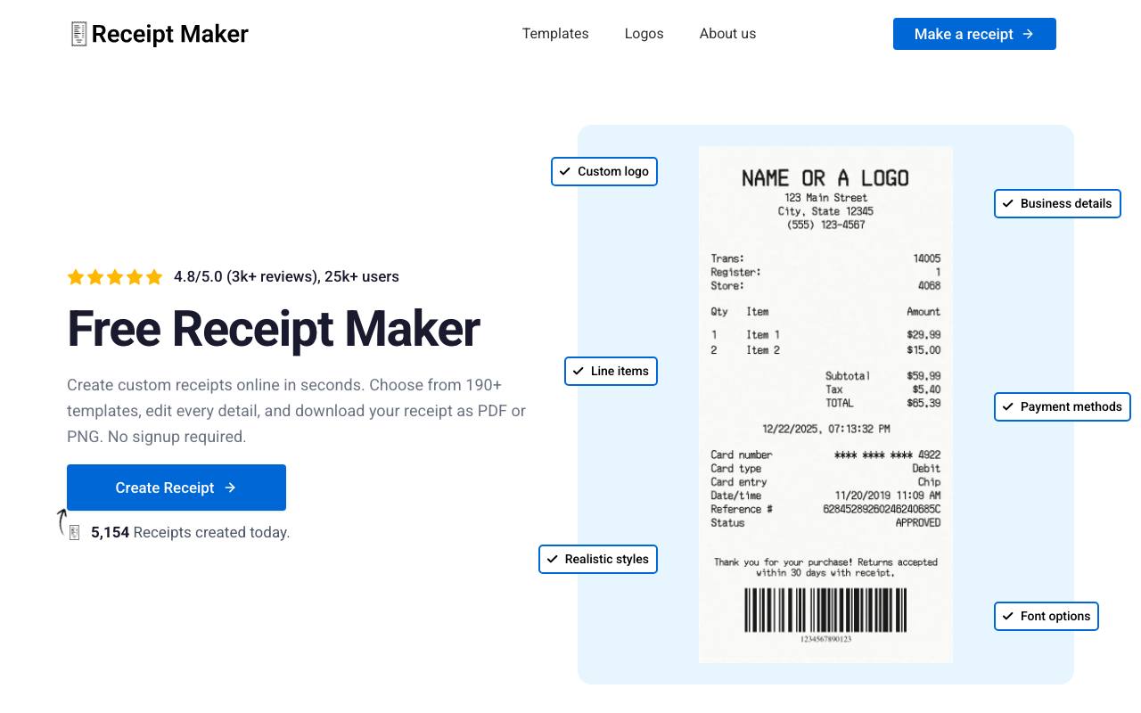 Receipt Maker screenshot