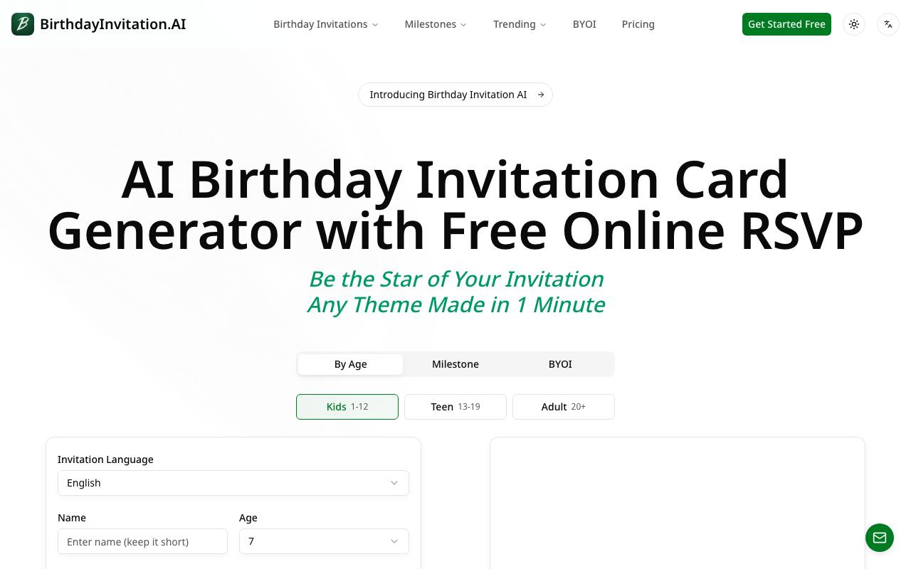 Birthday Invitation AI screenshot