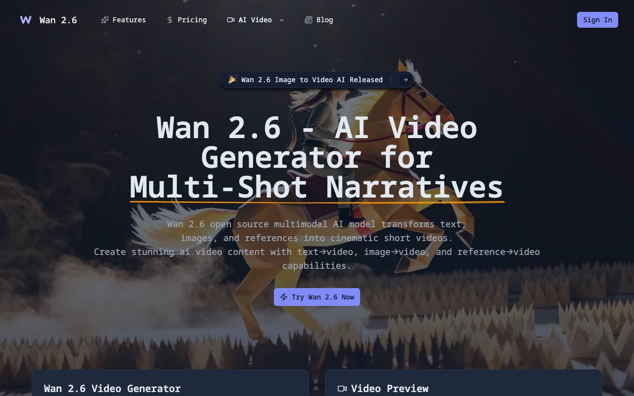 Wan 2.6 AI Video Generator screenshot