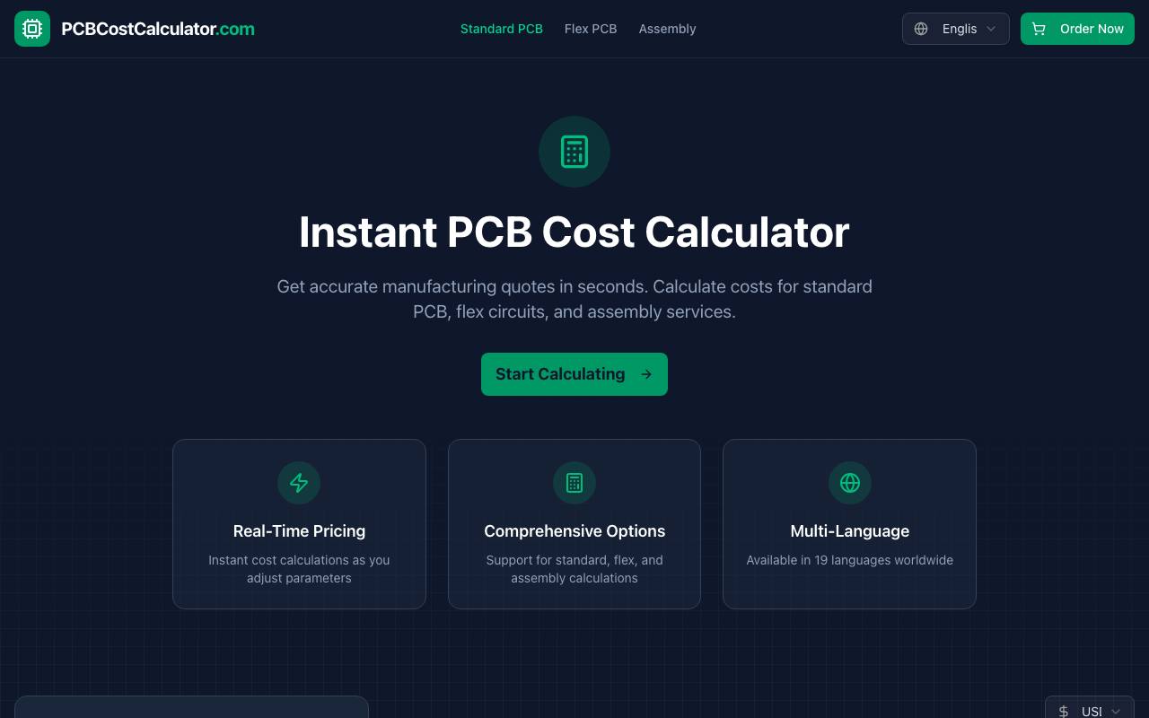 Instant PCB Cost Calculator screenshot