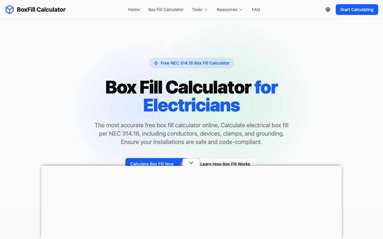 BoxFill Calculator screenshot