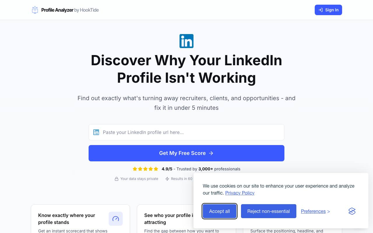 LinkedIn Profile Audit by HookTide screenshot