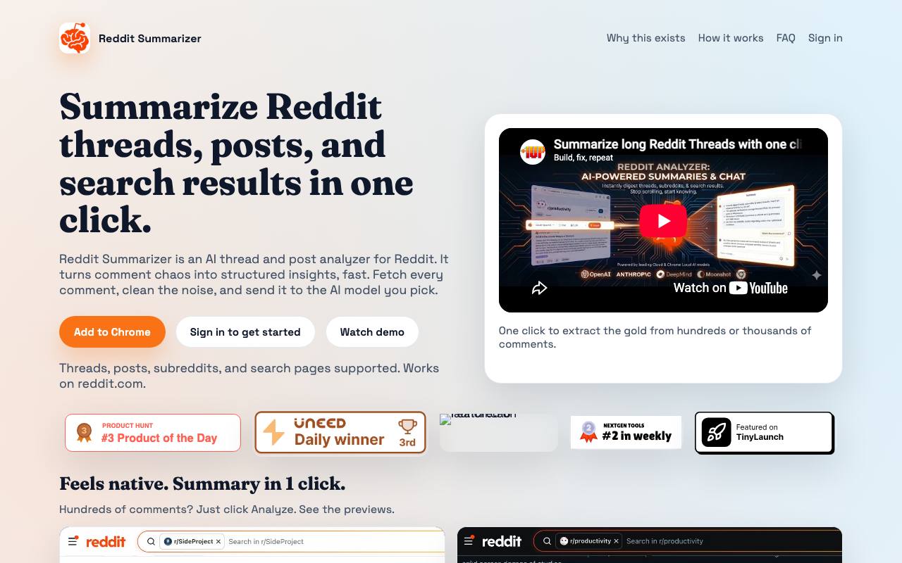 Reddit Post Summarizer screenshot