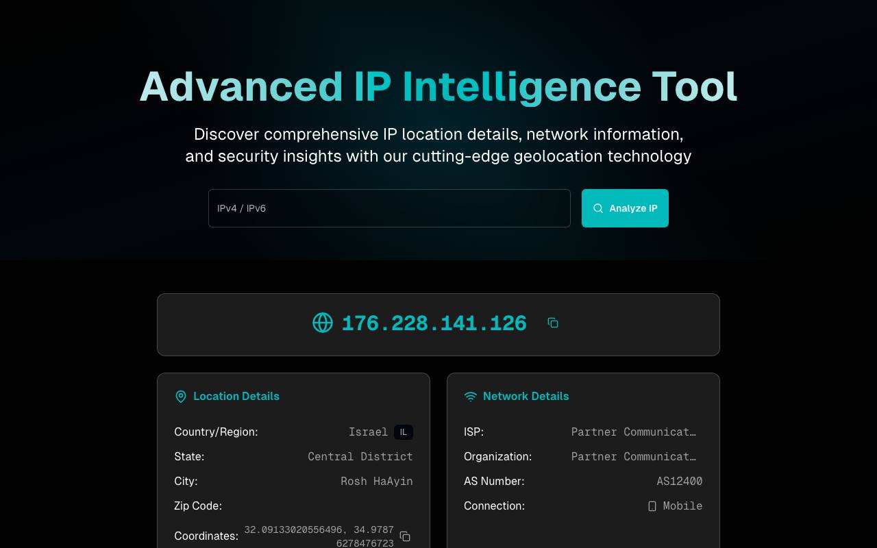 IP Intelligence Tool screenshot