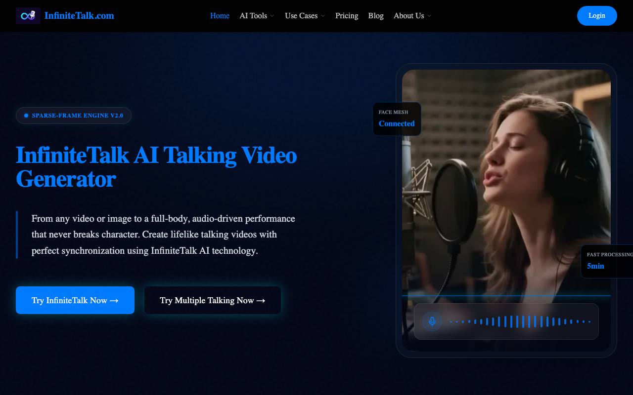 InfiniteTalk AI Lip-Sync Talking Video Generator screenshot