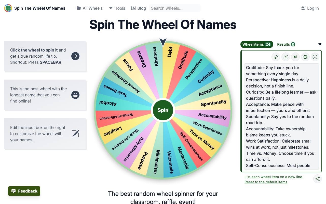 Spin The Wheel Of Names screenshot