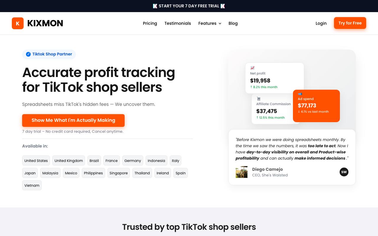 TikTok Profit Tracker screenshot
