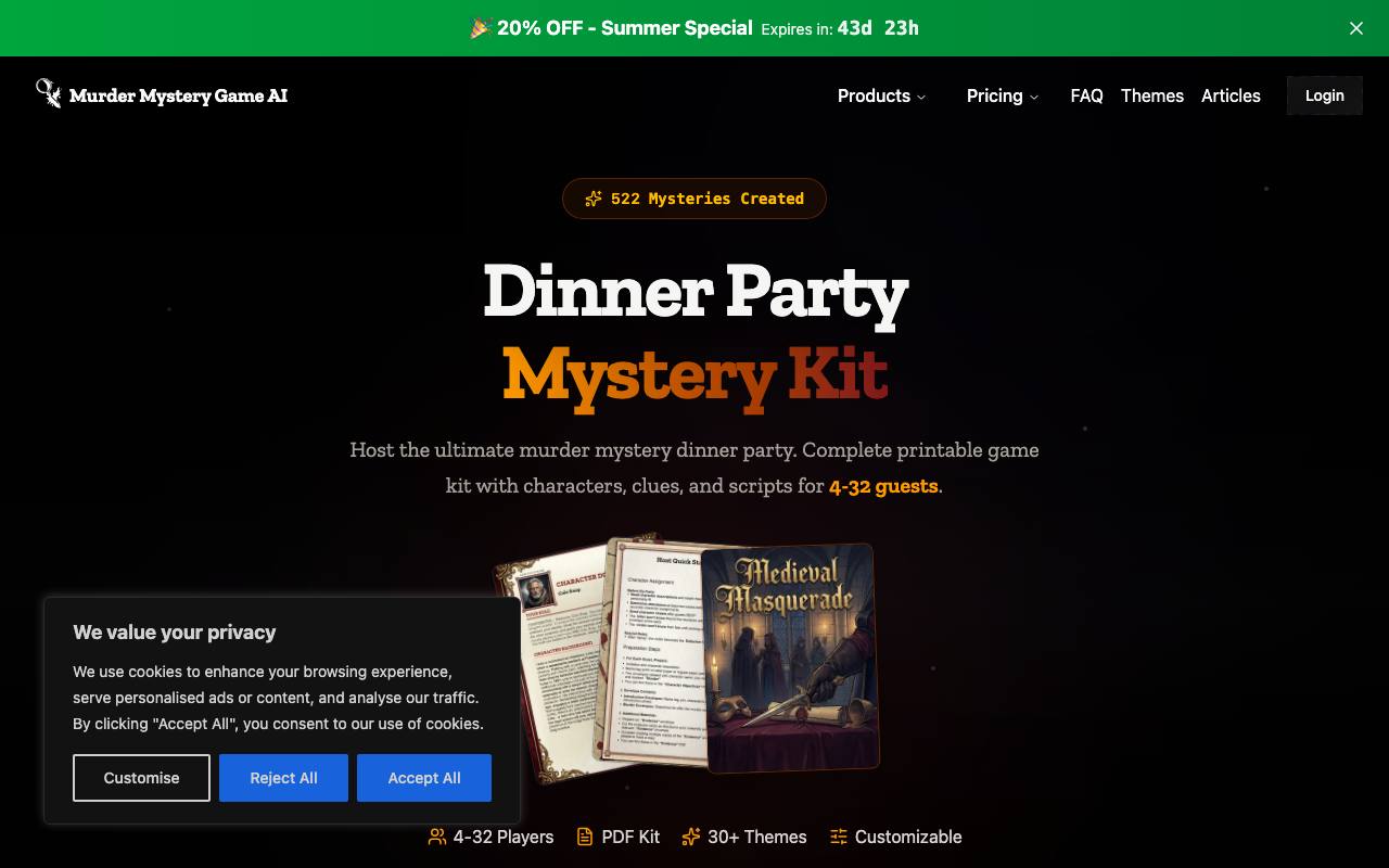 Custom Murder Mystery Party Game screenshot