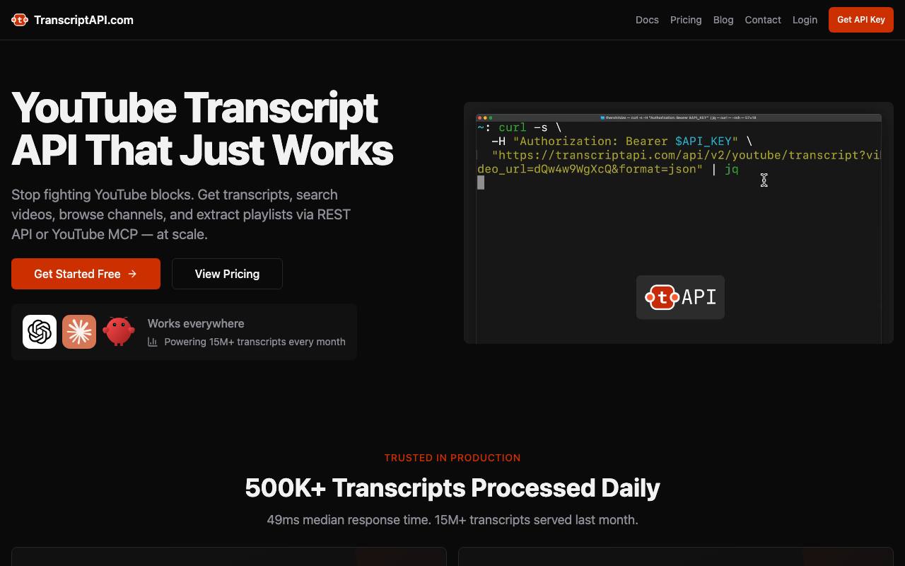 TranscriptAPI screenshot