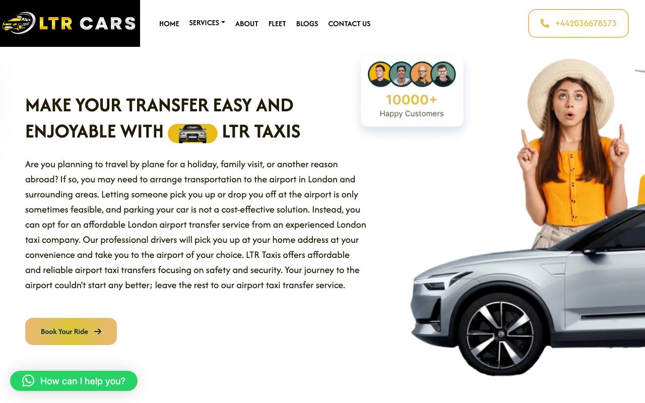 Heathrow airport taxi transfer screenshot