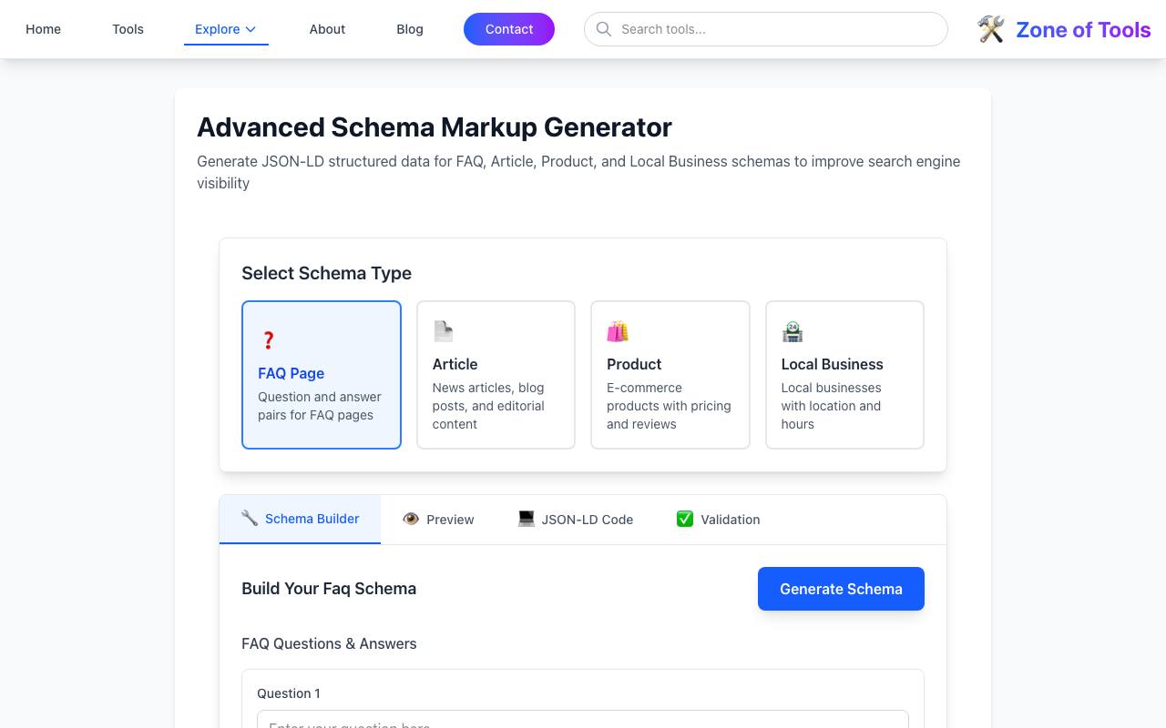 Schema Markup Generator screenshot