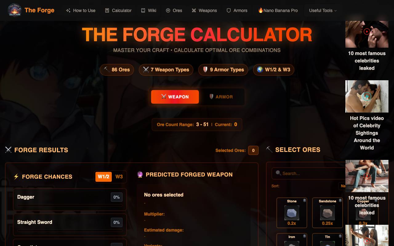 The Forge Calculator screenshot
