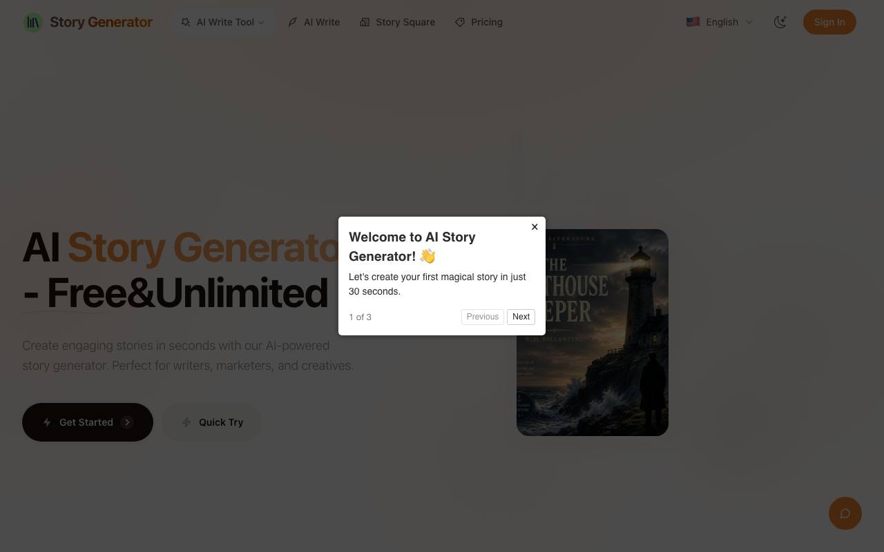 FREE AI writing generator screenshot