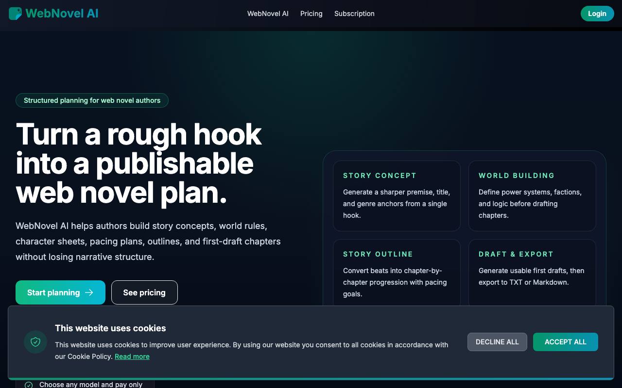 WebnovelAI.io screenshot