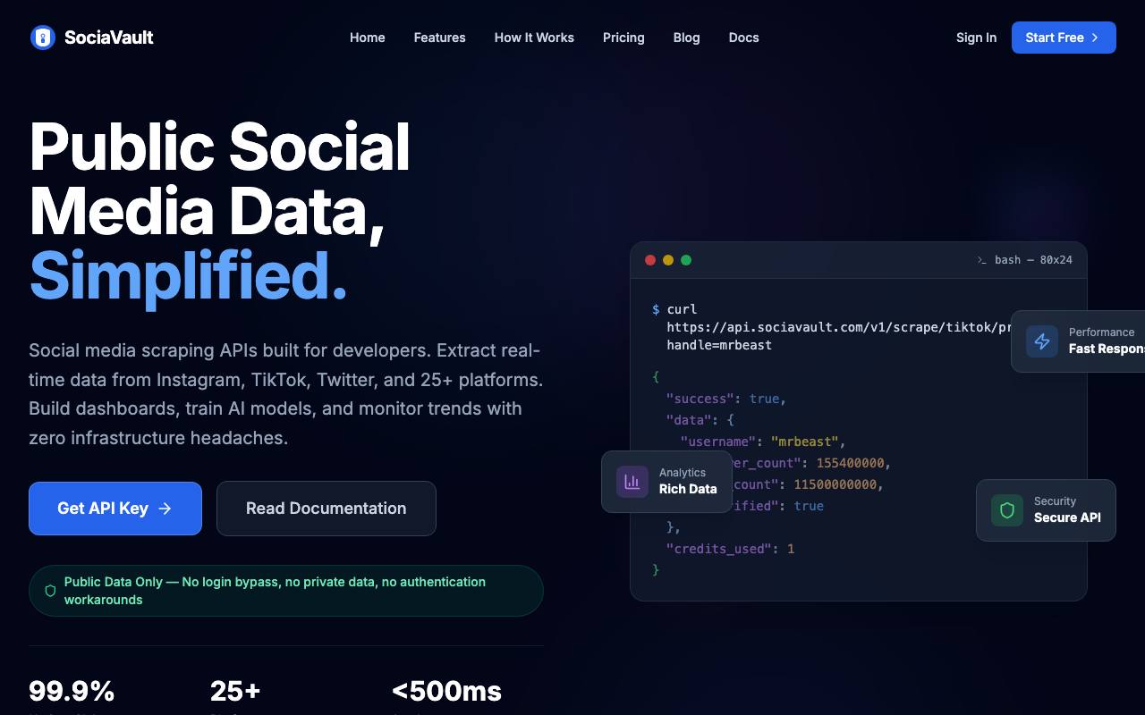 Sociavault screenshot