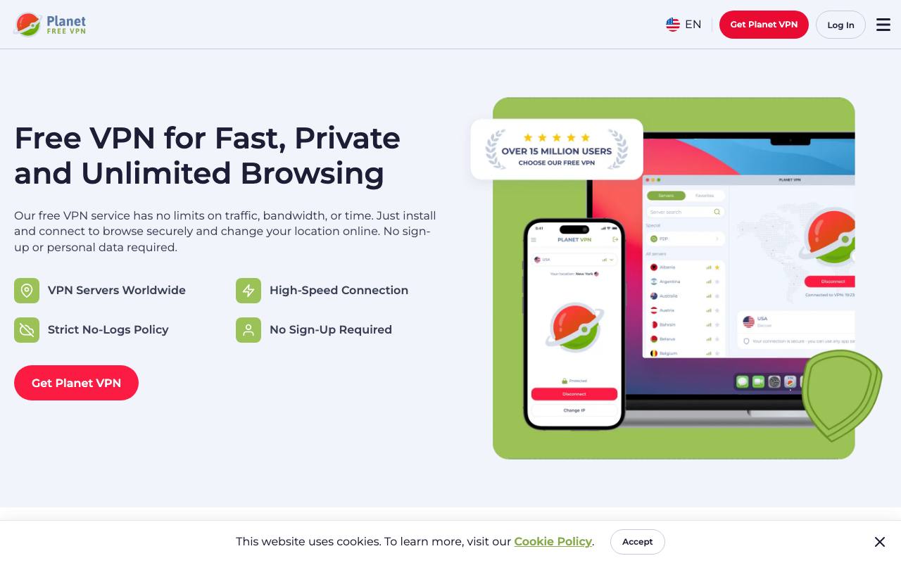 Planet VPN screenshot