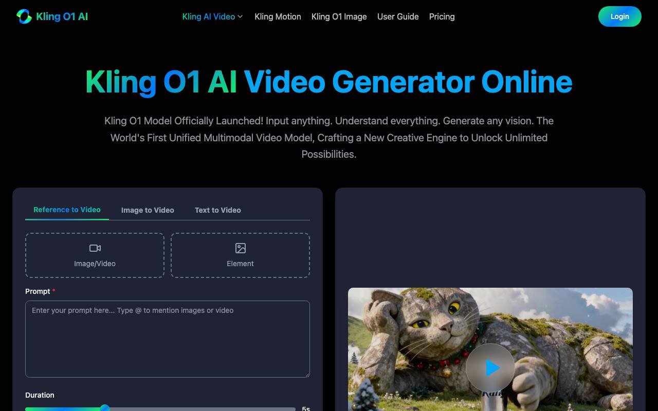 Kling O1 AI screenshot