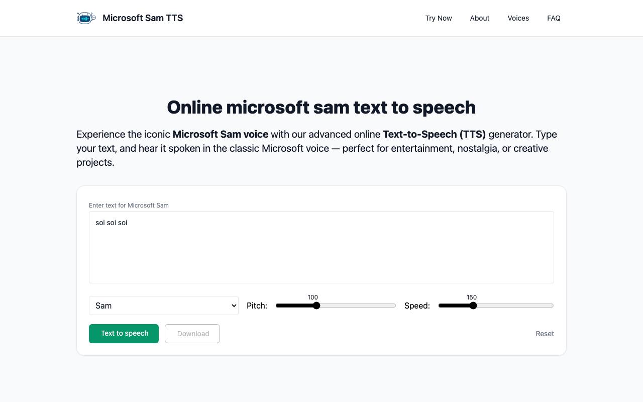 Microsoft Sam TTS screenshot
