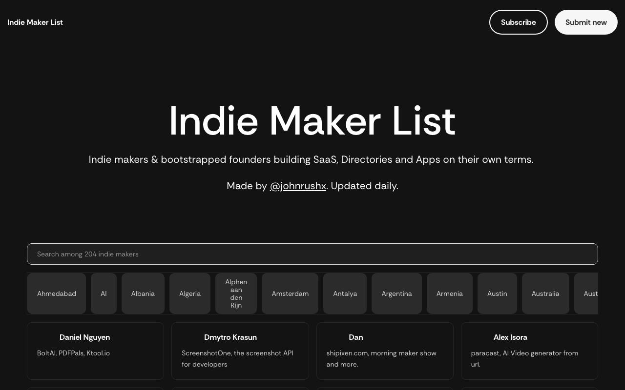 Indie Maker List screenshot