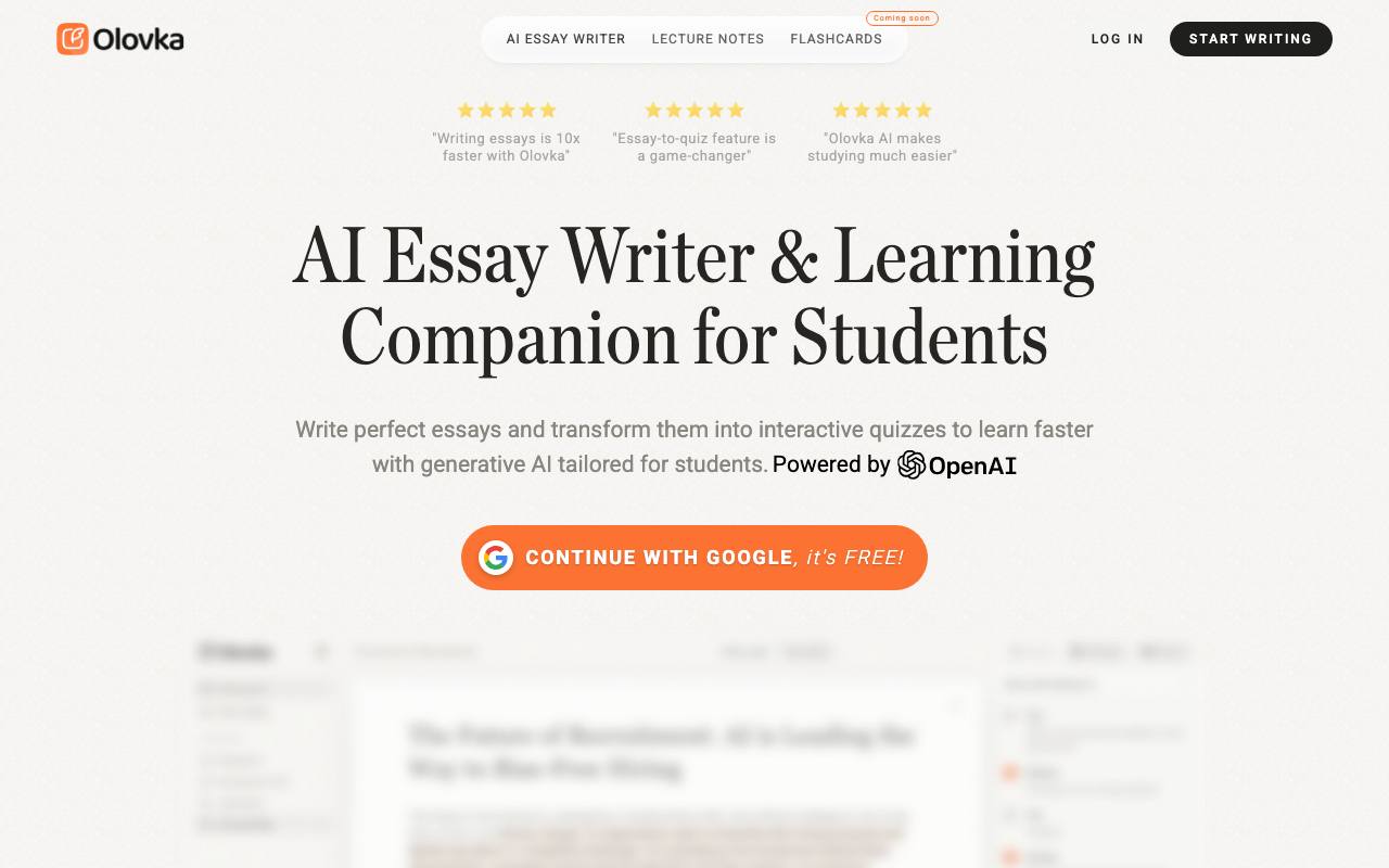Olovka AI Essay Writer screenshot