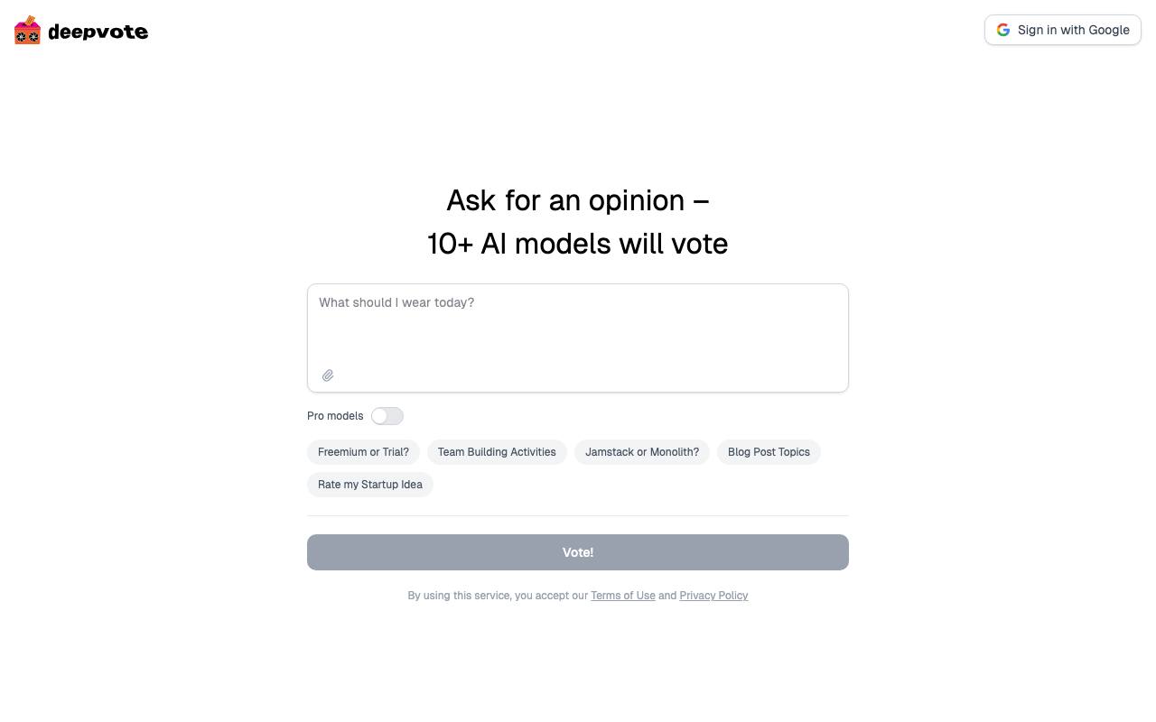 Deepvote screenshot