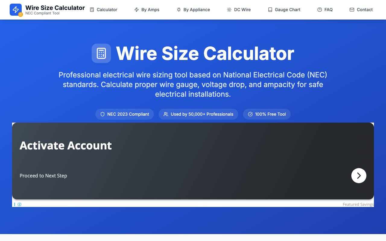 Wire Size Calculator screenshot