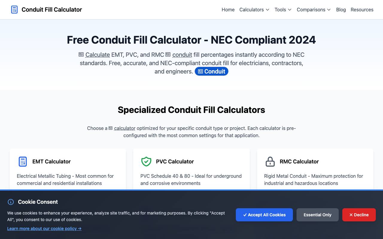 Conduit Fill Calculator screenshot