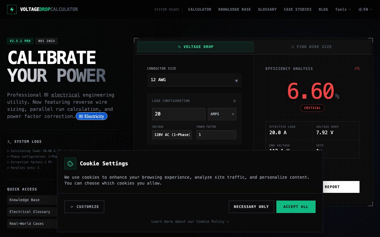 Voltage Drop Calculator screenshot