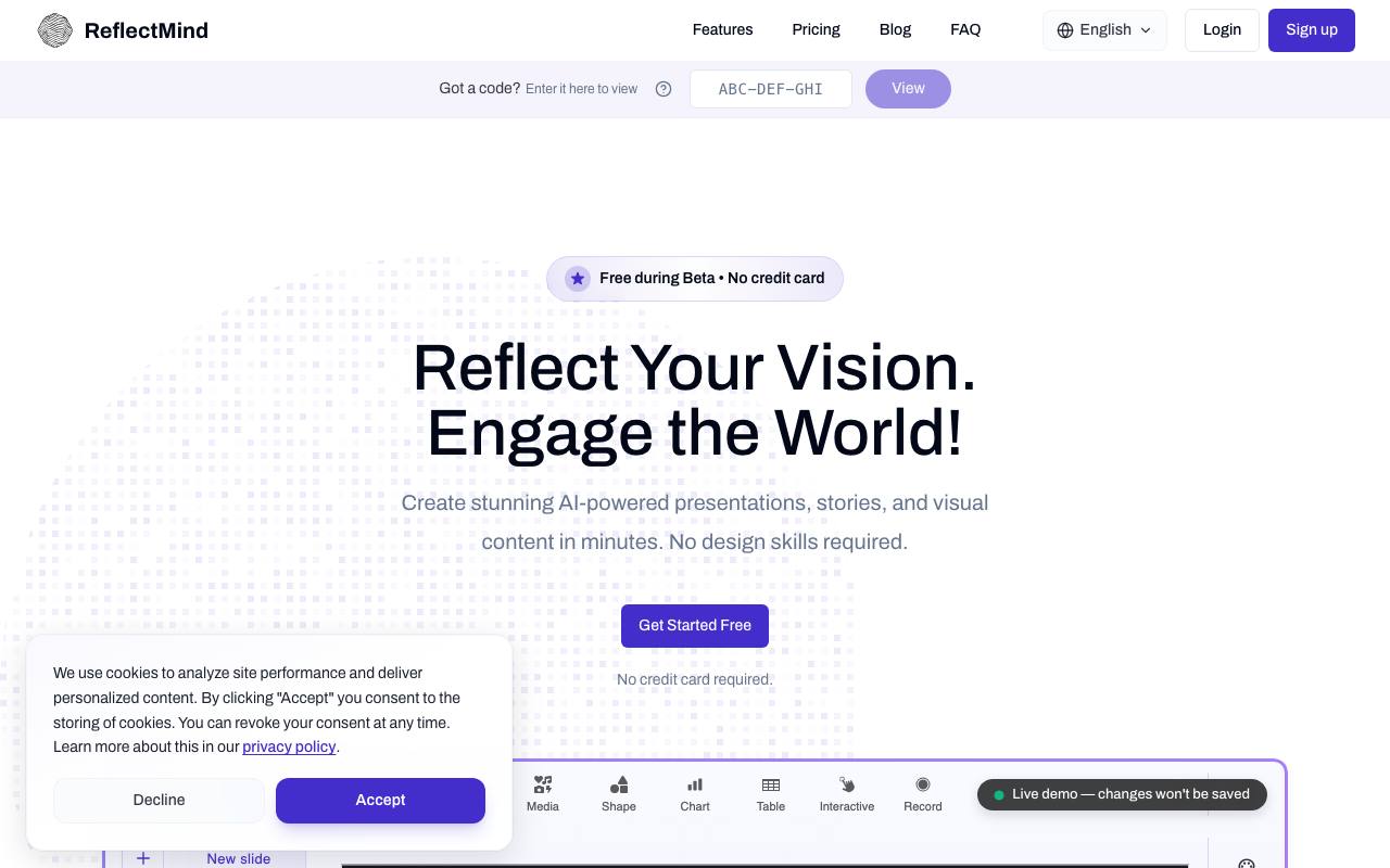 ReflectMind – AI-Powered Presentation & Visual Content Platform screenshot