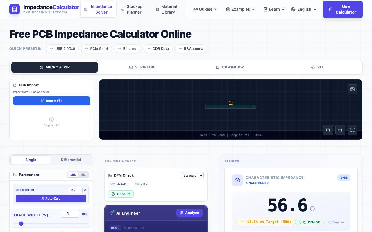 ImpedanceCalculator screenshot