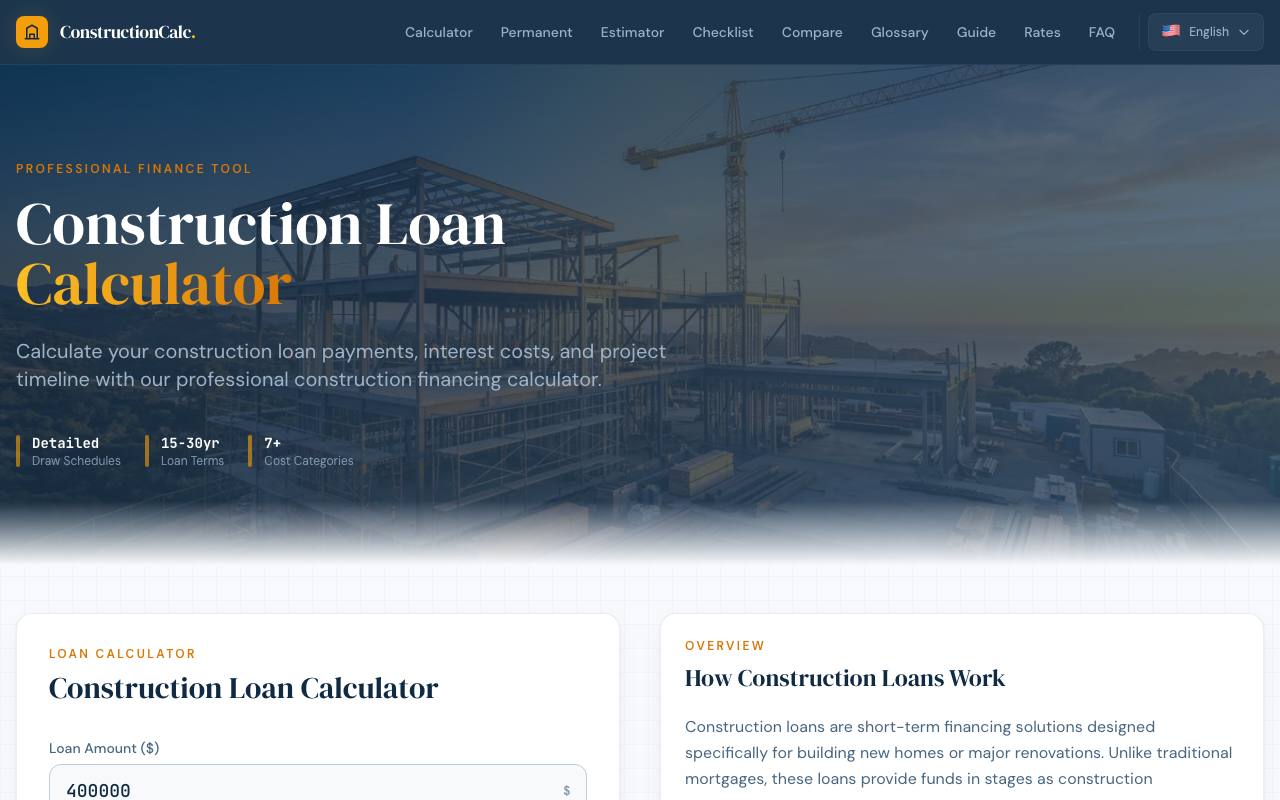 Construction Loan Calculator screenshot
