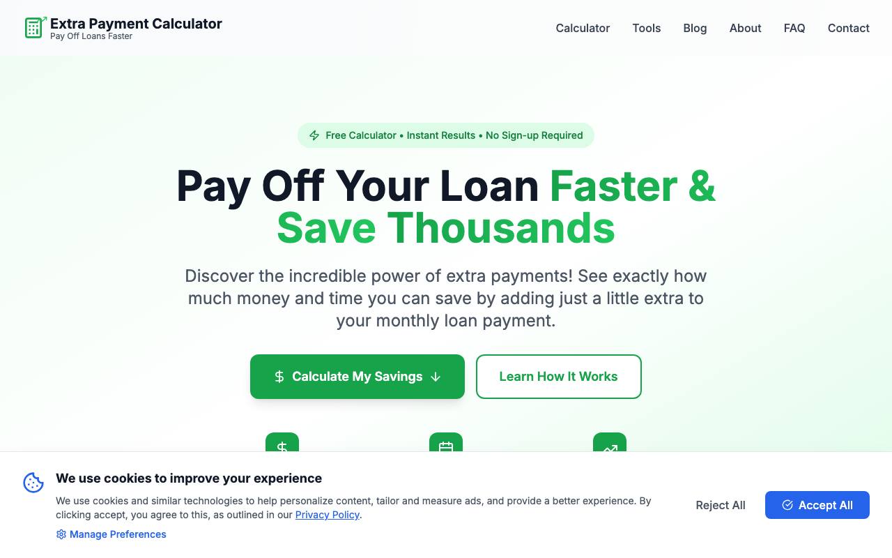 Extra Payment Calculator screenshot