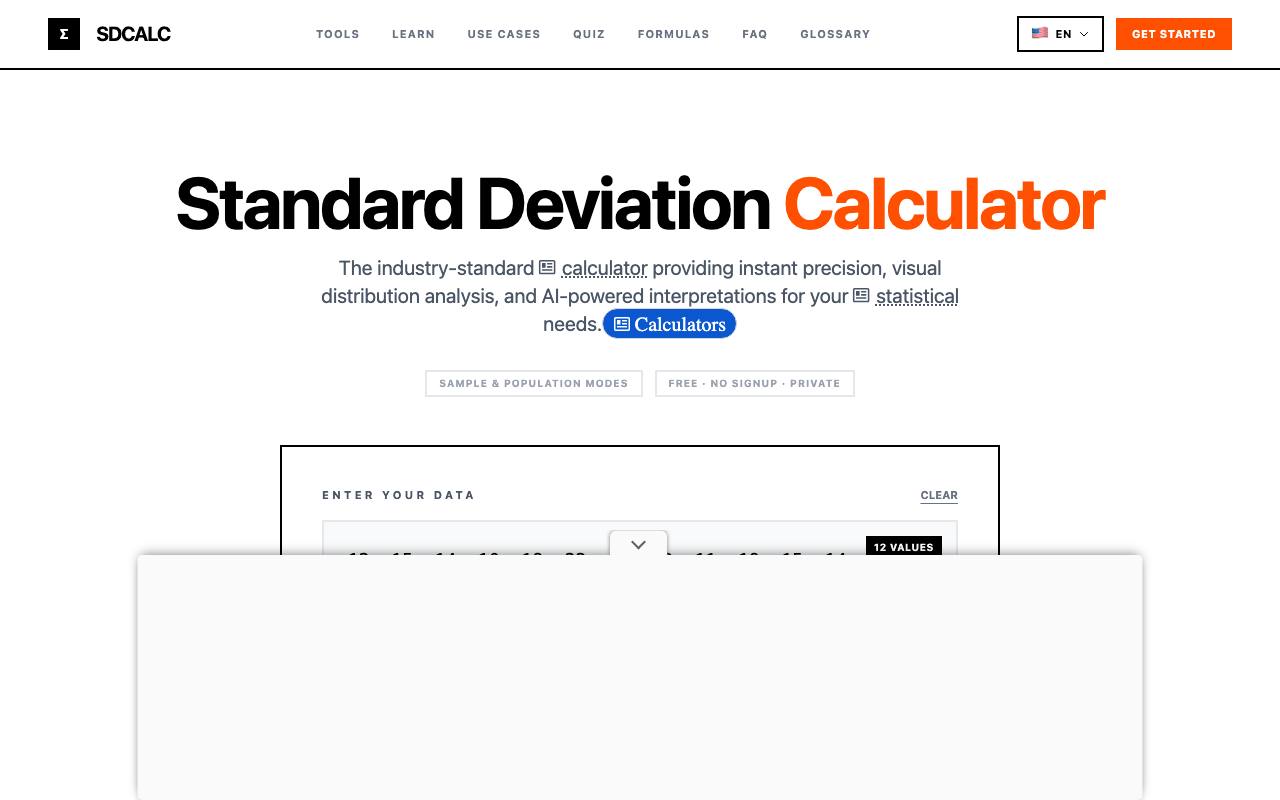 Standard Deviation Calculator screenshot