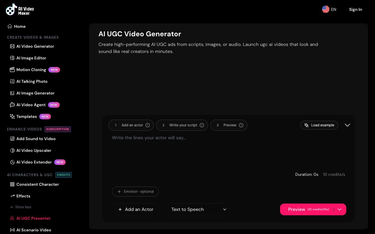 Ai UGC screenshot