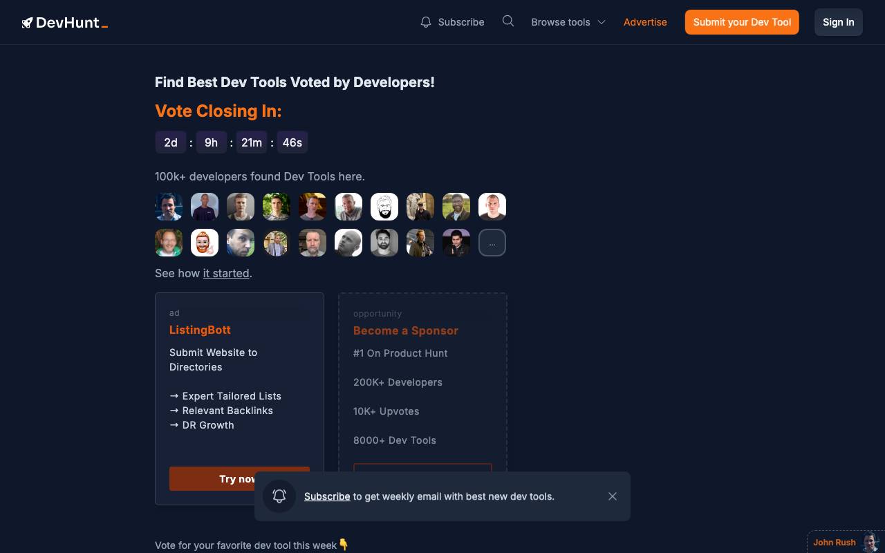 DevHunt screenshot