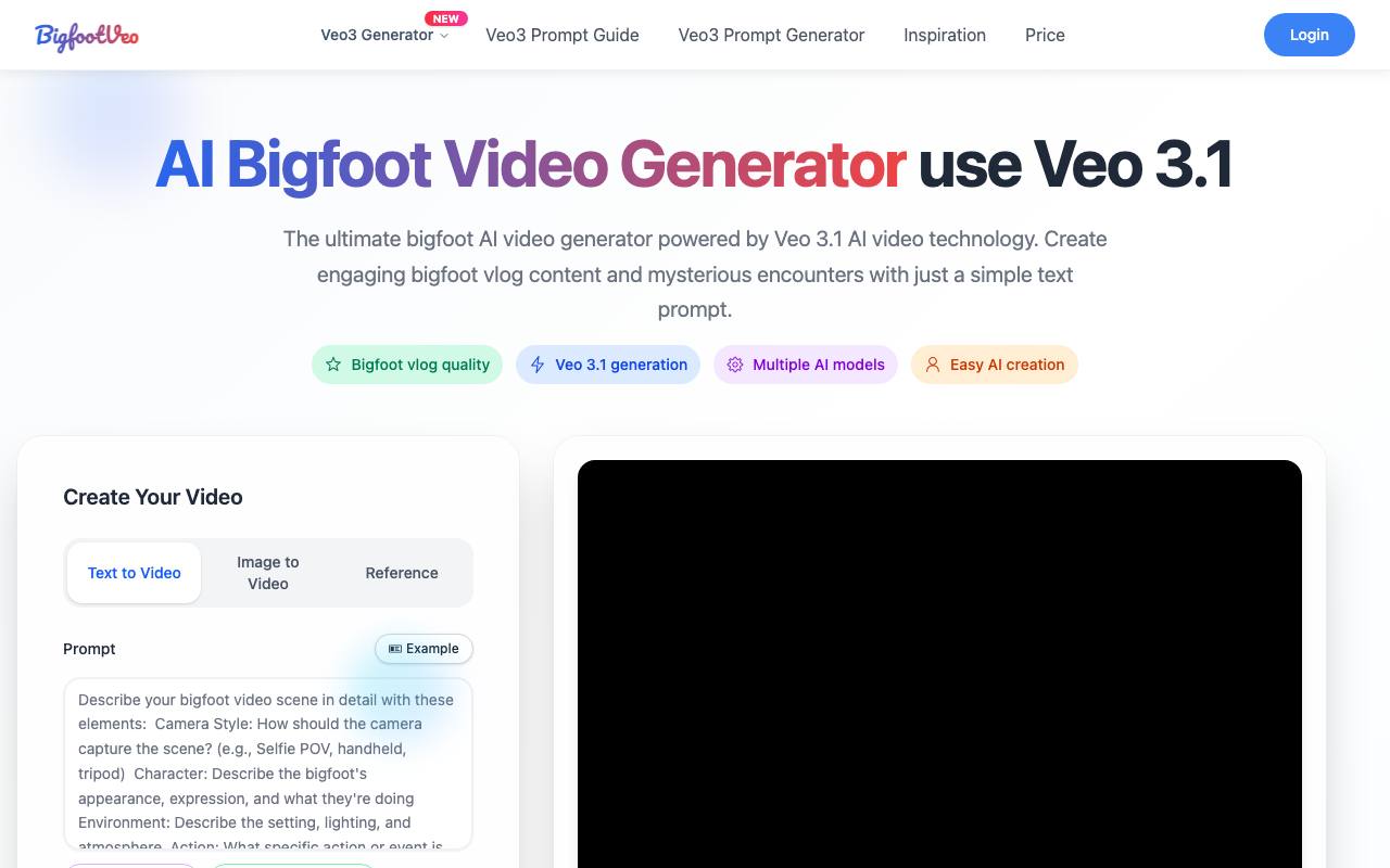 AI Bigfoot Video Generator screenshot