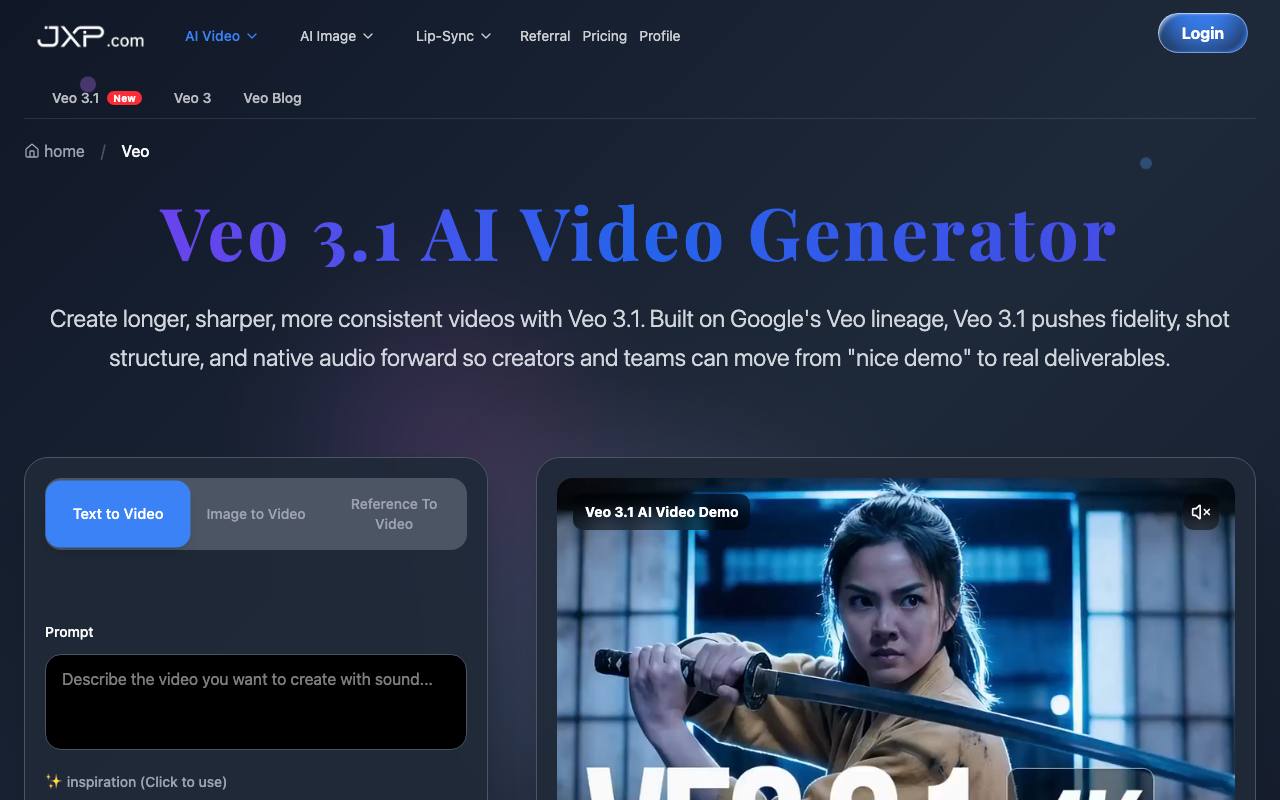 Google Veo 3.1 AI Video Generator screenshot