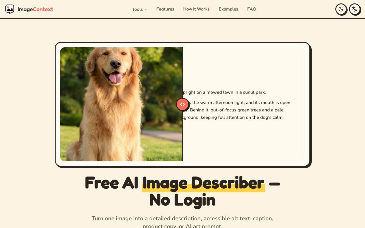 AI Image Description Generator screenshot