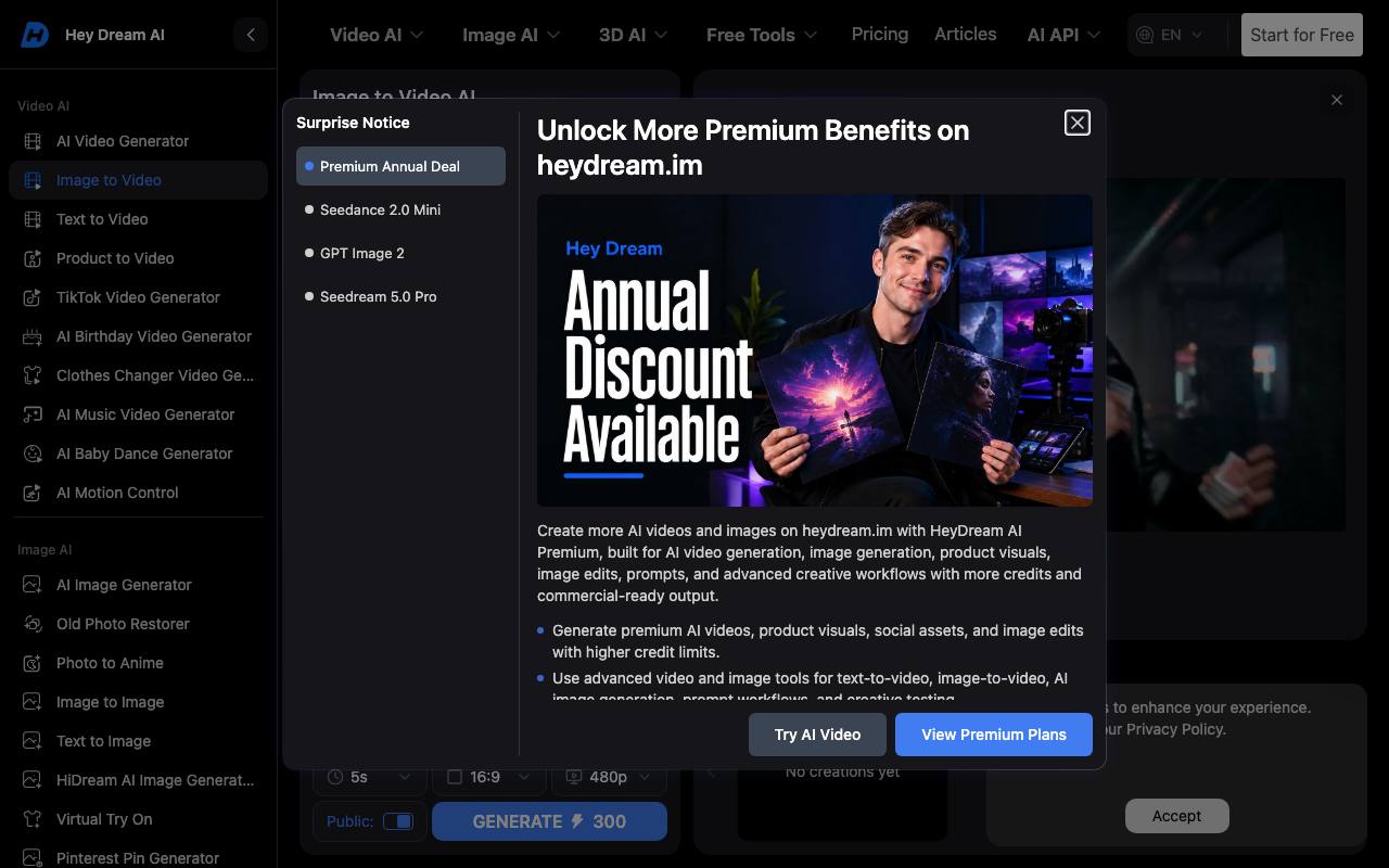 Heydream AI Image to Video screenshot