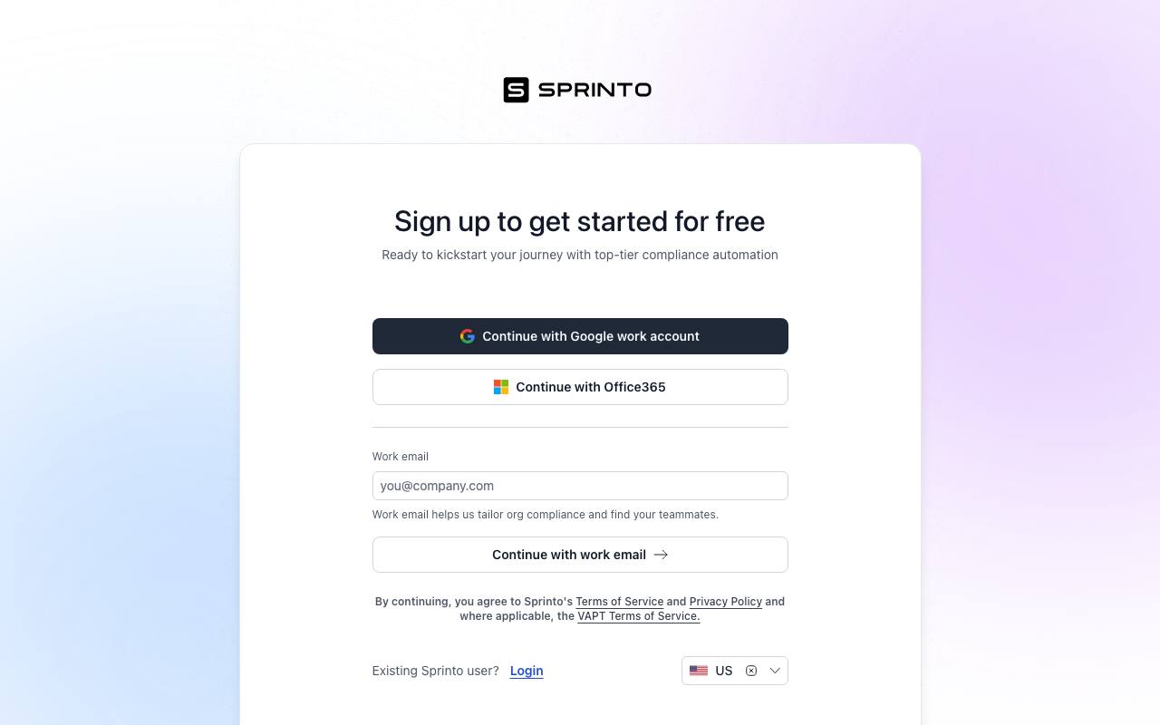 Sprinto AI Compliance Kit: Trust Center + AI Security Questionnaire screenshot