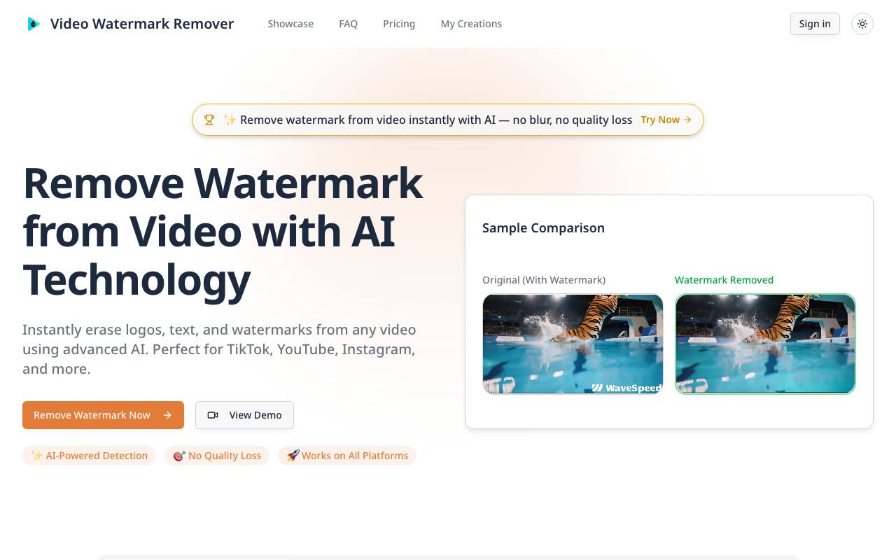 AI Video Watermark Remover screenshot